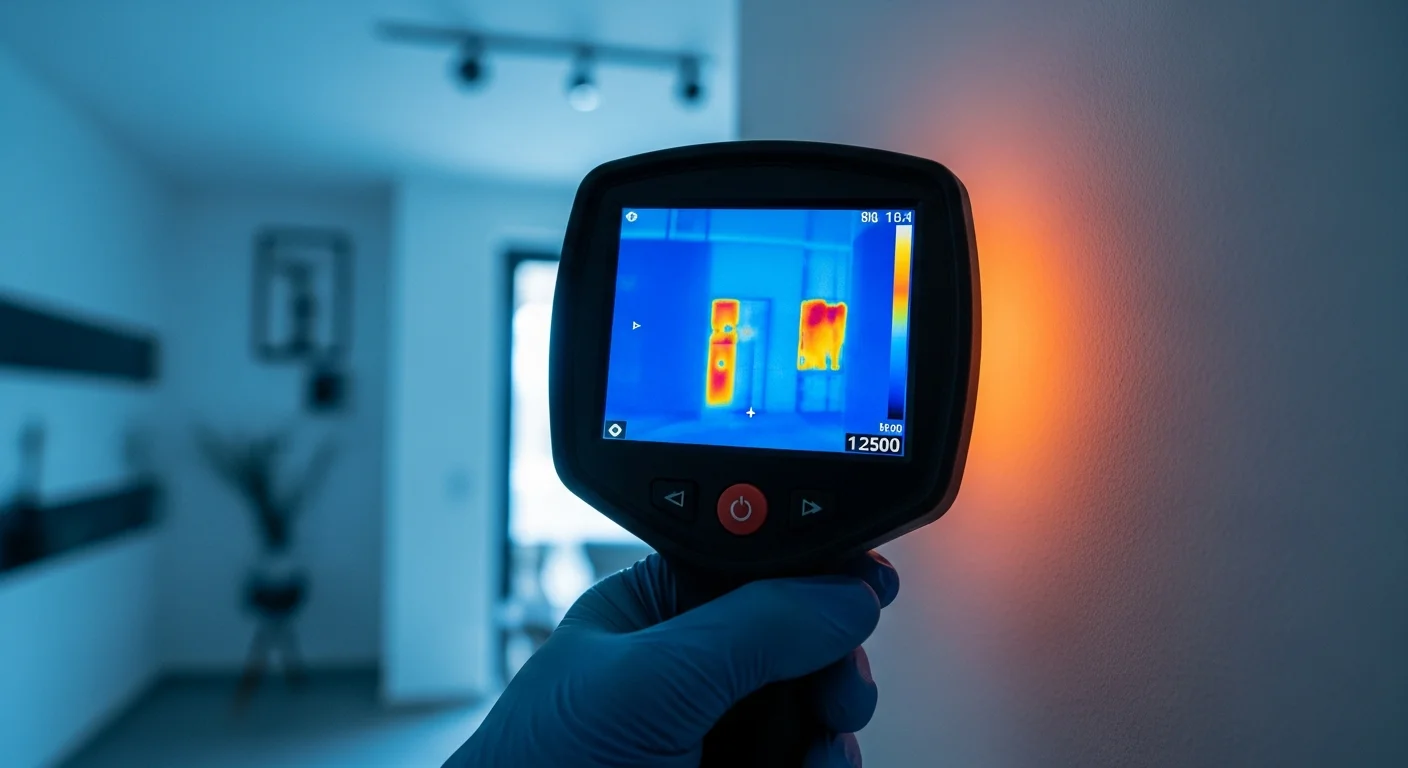 Thermografie-Kamera bei der Ortung von Feuchtigkeit an einer Wand